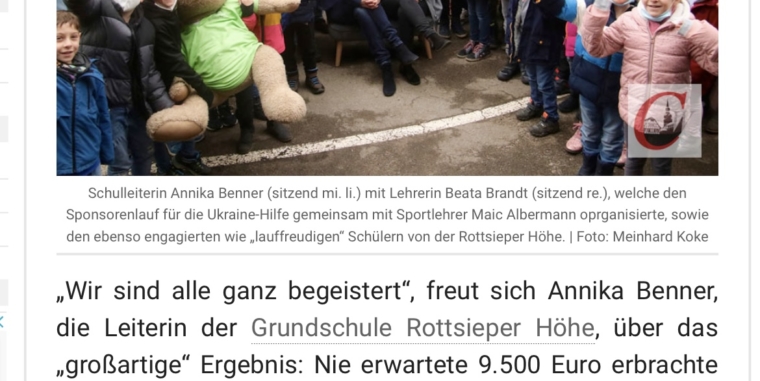 Die Cronenberger Woche berichtet über den Spendenparcours