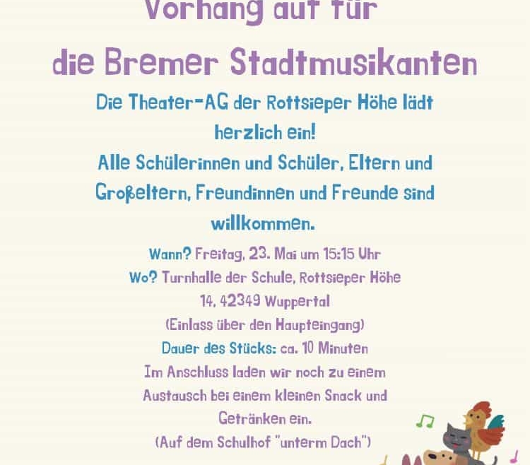 Die Theater AG der Rottsieper Höhe lädt herzlich ein!