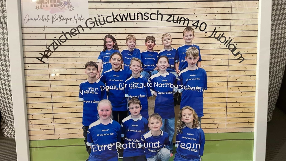 Die Grundschule Rottsieper Höhe gratuliert der Firma Vaupel zum 40-jährigen Jubiläum 🎉